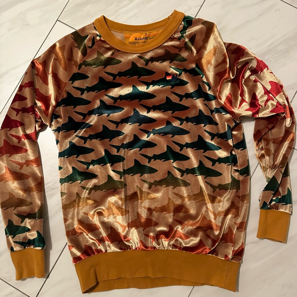 Aviator Nation velour shark sweater